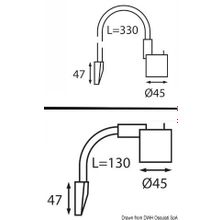 Osculati Flexible arm light 130 mm 12 V silver titanium, 13.239.14