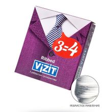 VIZIT Ребристые презервативы VIZIT Ribbed - 3 шт.