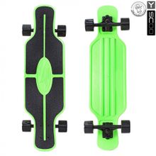 408-G Скейтборд Y-SCOO Longboard Shark TIR 31 пластик 79х22 с сумкой GREEN black