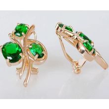 Серьги с зелёным фианитом "Бант"