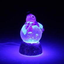 USB Снеговичок-Толстячок Orient, малиновый шарф, наполнен жидкостью с блесками, многоцветная подсветка, питание от USB (NY6010)