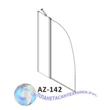 Душевая шторка на ванну AZ-142 70+30х140 хром, 6мм прозрачное стекло