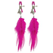 Pipedream Зажимы для сосков с перьями Fancy Feather Nipple Clamps (ярко-розовый)