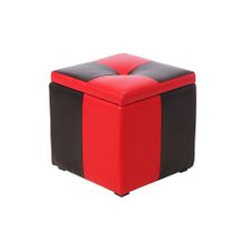 Пуф Рубио-2 в кожзаме красно-черный