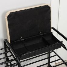 Этажерка для обуви с сиденьем и ящиком «Люкс», 3 яруса, 79×33×50 см, цвет слоновая кость чёрный