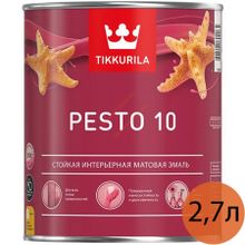 ТИККУРИЛА Песто 10 база A белая эмаль по металлу и дереву (2,7л)   TIKKURILA Pesto 10 base A эмаль по металлу и дереву матовая (2,7л)