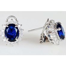 Серьги со (RH) шпинелью "Овал в цирконах"