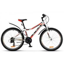 STELS Navigator-420V.16 (18ск,алю.рама,амор.вилка,торм.Vbr,Shimano RS45 TX50 TX35D TZ20)(рама 13", белый черный красный)