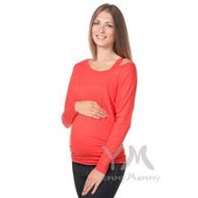 Блуза Летучая мышь с топом для беременных и кормящих, цвет красный мак