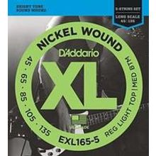 EXL165-5 XL NICKEL WOUND Струны для 5-струнной бас-гитары 5-string Long RLTMB 45-135 D`Addario