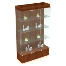Витрина "Универсал" №803 стекл с подсветкой с перфостойками Орех