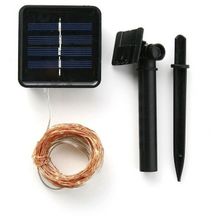 Светодиодная уличная гирлянда на солнечной батарее с дистанционным управлением 10м.,LED-100, 8 режимов,, свечение тёплое белое