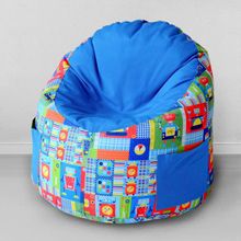 MyPuff Пуфик-мешок для малышей Емеля Роботы синий, мебельный хлопок: e_361_369