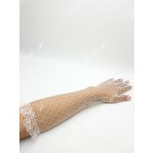 Свадебные перчатки сеточкой MIT051 белые, до локтя