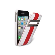 Melkco Leather Case for Apple iPhone 4 (White Red LC)