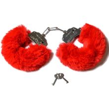 Le Frivole Шикарные наручники с пушистым красным мехом
