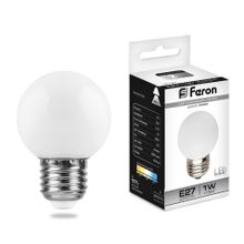 Feron Лампа светодиодная Feron Е27 1W 6400K Шар Матовая LB-37 25115 ID - 235115