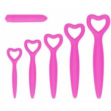 Набор розовых вагинальных расширителей с вибропулей Silicone Vaginal Dilator Set (245088)