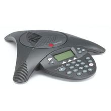 polycom (soundstation2 (analog) conference phone with display. expandable. includes 220v-240v ac power telco module, power cord with cee7 7 plug, 6.4m console cable, 2.8m telco cable. does not include expansion mics) 2200-16200-122