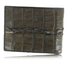 Мужской кошелек из кожи каймана (хвост), цвет: темно-коричневый матовый
