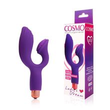 Фиолетовый вибромассажер Cosmo с отростком для стимуляции клитора Фиолетовый