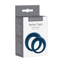 Набор из 2 синих эрекционных колец Perfect Twist Cock Ring Set (синий)