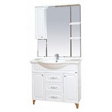 Misty Зеркальный шкаф Александра 85 L белый металлик