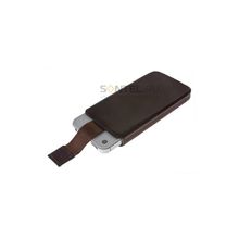 Кожаный чехол с язычком VIP BOX для iPhone 4 коричневый со строчкой 00022059