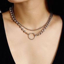 Многослойное колье под серебро (арт. 81105-7)