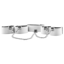 Shots Media BV Чёрно-белый двусторонний комплект для бандажа Reversible Collar   Wrist   Ankle Cuffs