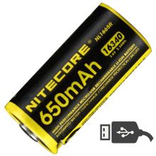 Аккумулятор NITECORE NL1665R RCR123 16340 USB Li-ion 3.7v 650mAH с защитой