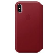 Кожаный чехол Apple Leather Folio для iPhone X, цвет (PRODUCT RED) красный  MRQD2ZM A