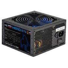 Блок питания aerocool atx 650w hero 675 80+ bronze (24+4+4pin) apfc 139mm fan white led 6xsata cab manag rtl