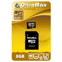 OltraMax Карта памяти OltraMax  microSDHC Class 10 8GB + SD adapter