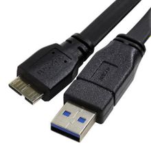 Кабель USB 3.0 Am=>micro Bm - 1.8 м, плоский, черный, Orient MU-318F