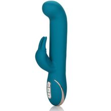 California Exotic Novelties Бирюзовый вибратор с изогнутой головкой Jack Rabbit Signature Silicone Rocking  G  Rabbit - 20 см.