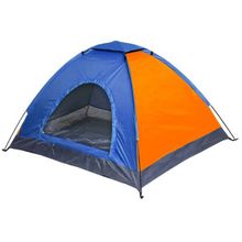Палатка кемпинговая 3-местная 1-слойная, цвет оранжево-синий, 195*195*130