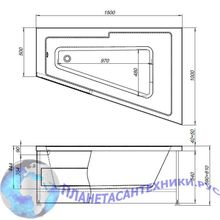 Акриловая ванна Aquanet Accord 150x100 R