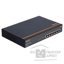 Upvel UP-208FE 8-портовый PoE+ коммутатор с четырьмя PoE+ портами до 30Вт на порт металлический корпус, крепление для монтажа в стойку, Maximum PoE Output Power: 70W