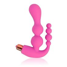 Розовый анально-вагинальный вибратор - 20 см. Розовый