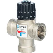 Термостатический смесительный клапан Stout 3 4" ВР, 20-43 С, KV 1,6 м3 ч