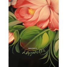 Поднос Жостово с художественной росписью "Цветы", овал с фигурным краем, арт. 2120