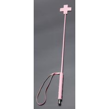 Розовый стек с наконечником-крестом из искусственной кожи - 70 см. Розовый