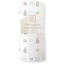 SwaddleDesigns Marquisette Peace Love Swaddle синяя