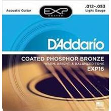 EXP16 Coated Phosphor Bronze Комплект струн для акустической гитары, Light, 12-53, DAddario