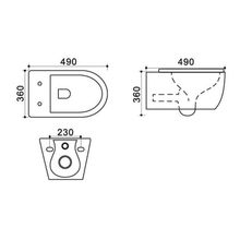 AZ-2196D Azario подвесной безободковый унитаз с сидением микролифт ультра-тонкое 490*360*360 мм.