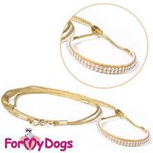 Ринговка для собак ForMyDogs цвет Золото с белыми кристаллами DS02-11-2012 G W