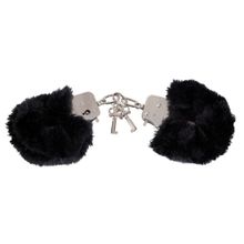 Черные меховые наручники Love Cuffs Black Черный