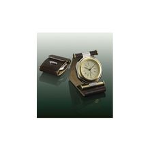 00435 - Часы карманные кварцевые 80х56х30мм с будильником нат. кожа