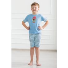 Пижама детская Мульти с бриджами бело-светло-синий